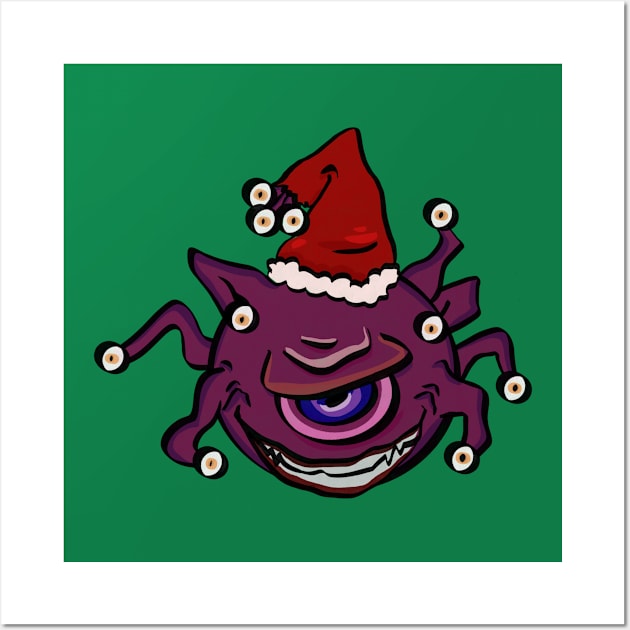 Deck the Dungeons - D&D Beholder Christmas Wall Art by podmastermike
